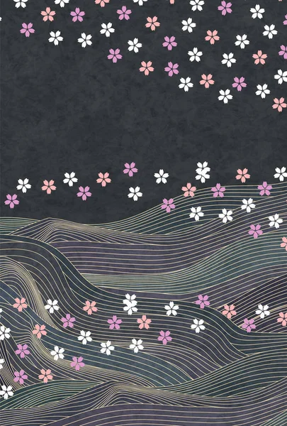 Цветение Сакуры Волна Японский Фон — стоковый вектор