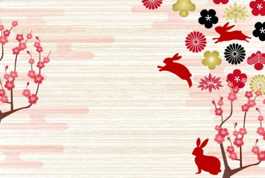 Rabbit New Year's card Japanese pattern background