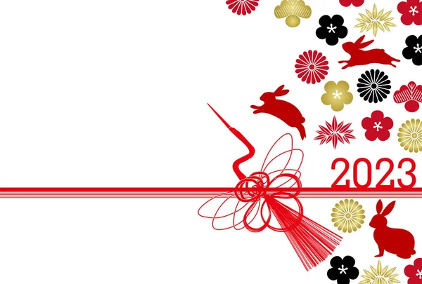 Rabbit New Year Card Japanese Pattern Background — Image vectorielle