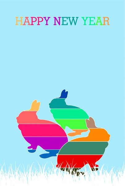 Lapin Nouvel Carte Fond Coloré — Image vectorielle