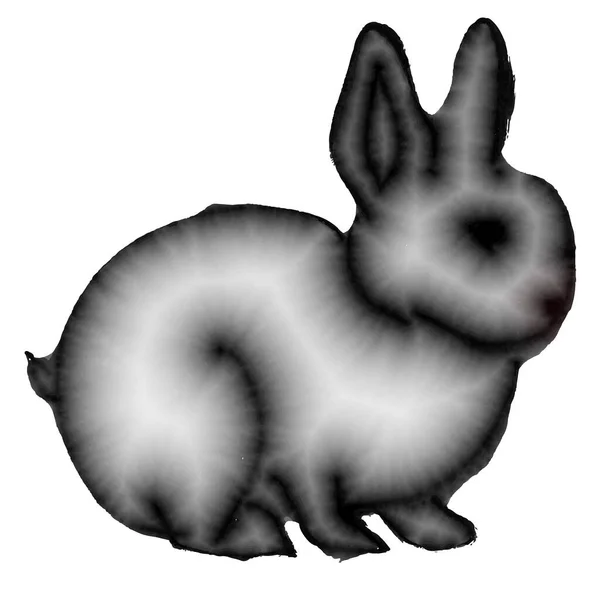 Rabbit New Years Card Ink Icon — 스톡 벡터