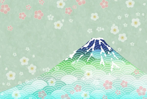 Fuji New Year Card Japanese Pattern Background — 图库矢量图片