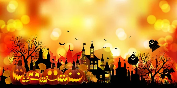 Хэллоуин Тыква Осенью Листья Фона — стоковый вектор