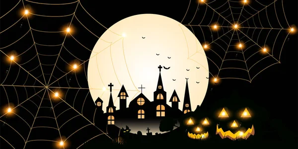 Halloween Pompoen Volle Maan Achtergrond — Stockvector