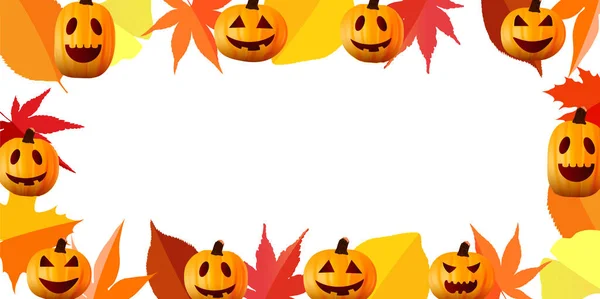 Halloween Abóbora Outono Folhas Fundo — Vetor de Stock