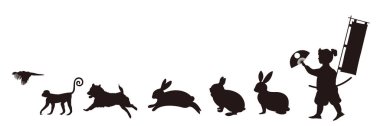Rabbit New Year's card silhouette icon