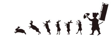 Rabbit New Year's card silhouette icon