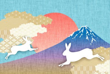 Rabbit Mt. Fuji New Year's card background