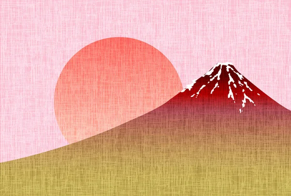 Mount Fuji Sunrise New Year Card Background — Stock Vector