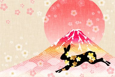 Rabbit Mt. Fuji New Year's card background