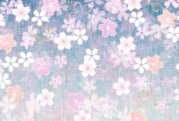 Fleurs Cerisier Motif Japonais Fond Carte Nouvel — Image vectorielle