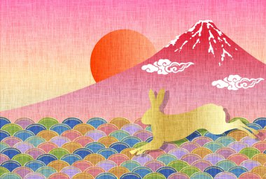 Rabbit Mt. Fuji New Year's card background