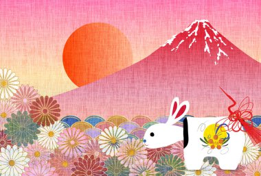 Rabbit Mt. Fuji New Year's card background