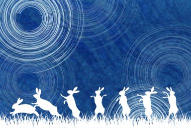 Tavşan Japon desenli yeni yıl kartı geçmişi