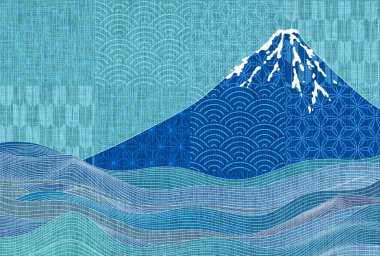 Fuji Dağı yeni yıl kartı arkaplanını dalgaladı