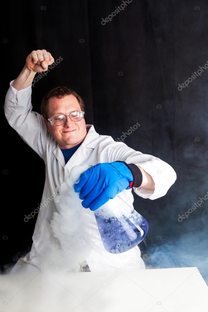 Scientist enjoying his work