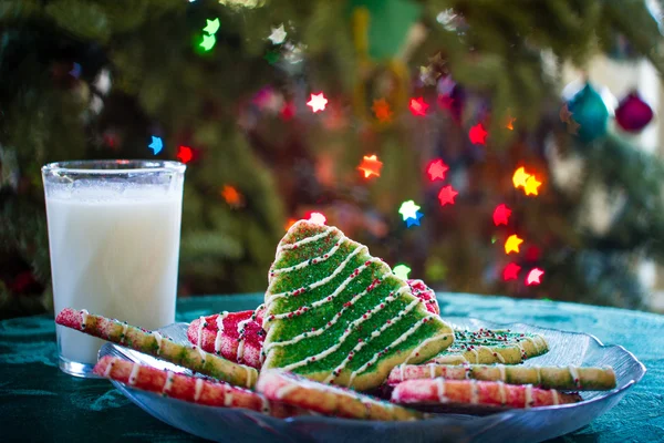 Latte e biscotti di Natale — Foto Stock