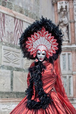 Venedik Karnavalı işaretlenmiş kadın St Mark's meydanından