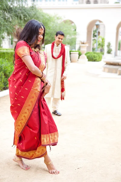 Beautiful Indian bride dancing — Stock Photo, Image