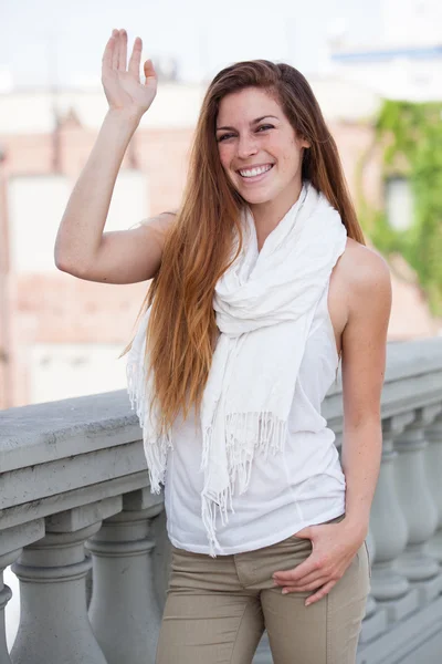 Beautiful Women waving — Stock Photo, Image