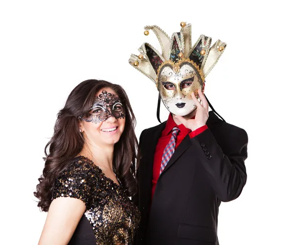 Attraente giovane coppia Masquerading — Foto Stock