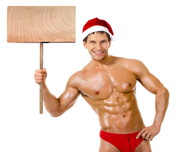 Sexy man Santa Claus — Stockfoto