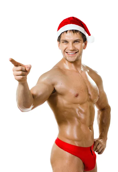 Sexig man santa claus — Stockfoto