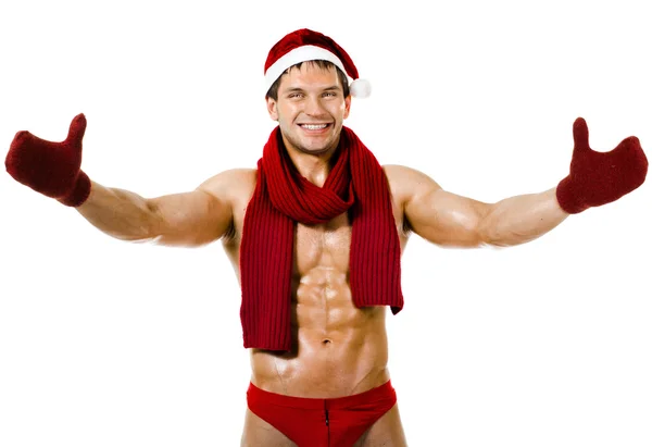 Sexy man Santa Claus — Stockfoto
