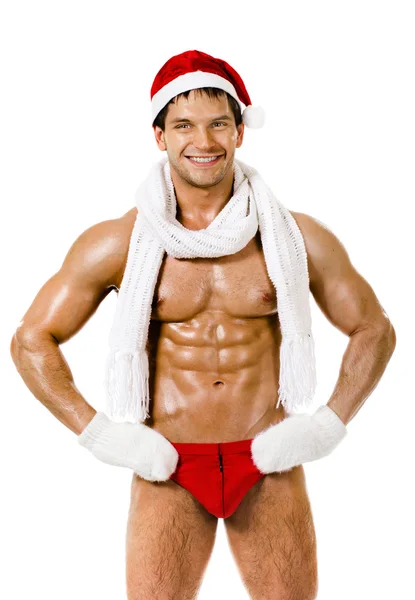 Sexig man santa claus — Stockfoto