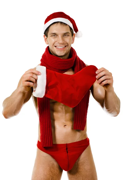 Sexy uomo Babbo Natale — Foto Stock