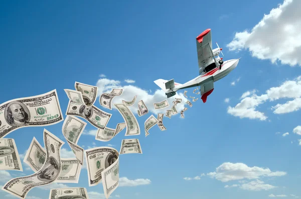 Wasserflugzeug und Dollar — Stockfoto