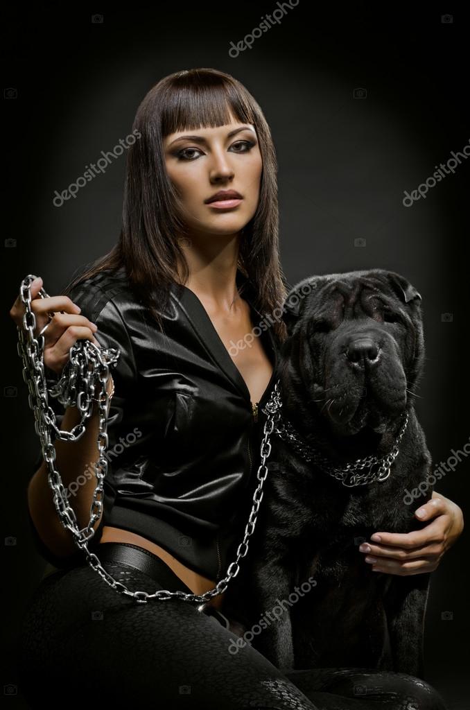 Sexy woman with dog Stock Photo by ©tankist276 35560817