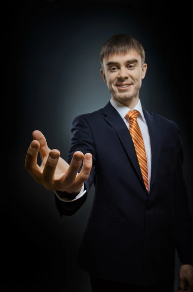 Businessman hold  reach out hand — Stock Photo, Image