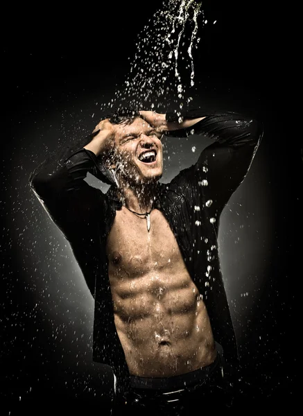 Muscular,sexy guy under shower — Stock Photo, Image