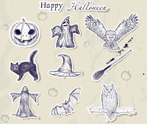 Set van Halloween stickers. — Stockvector
