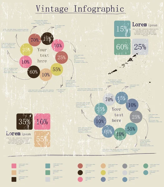 Infográfico retrô com setas de tinta . —  Vetores de Stock