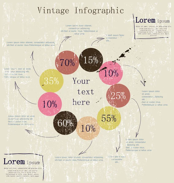 Infográfico retrô com setas de tinta . —  Vetores de Stock