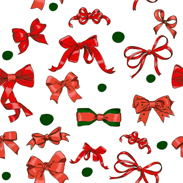 Seamless texture with Chrestmas red bows — Stock Vector