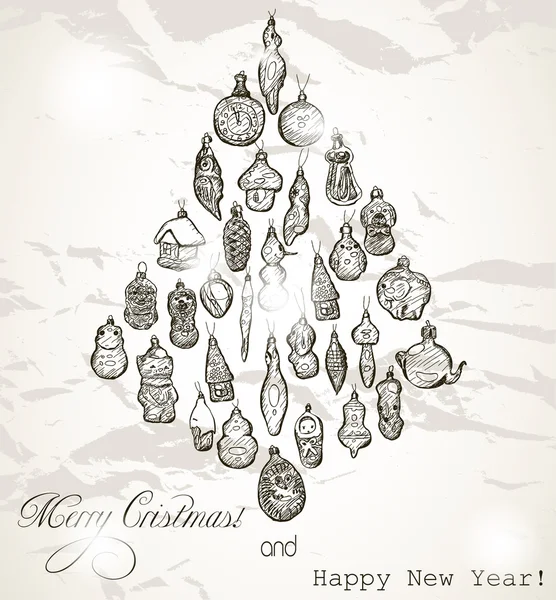 Vintage Χριστουγεννιάτικη κάρτα με νιφάδες χιονιού. — Διανυσματικό Αρχείο