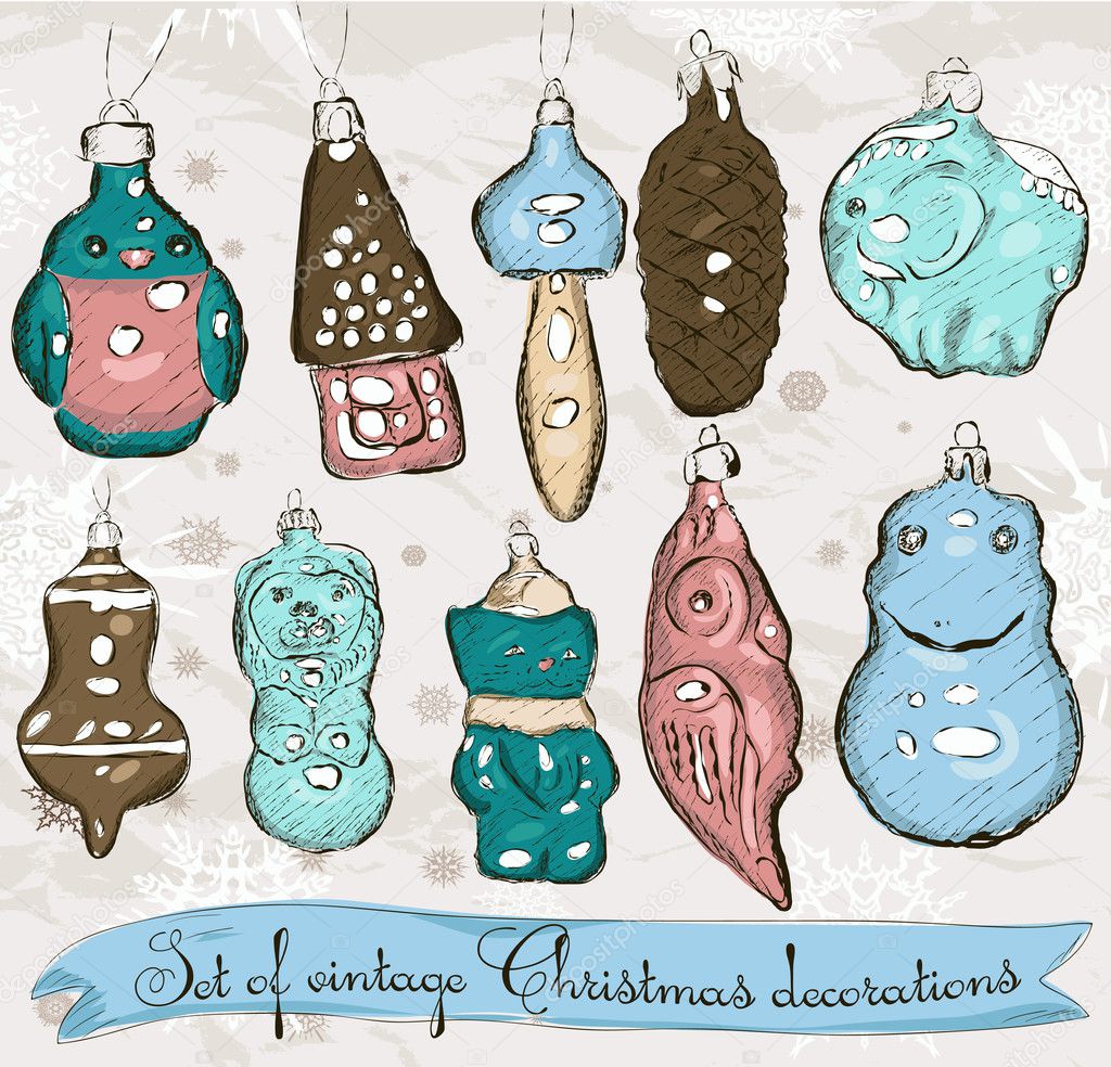 Set of real vintage Christmas decorations 1.
