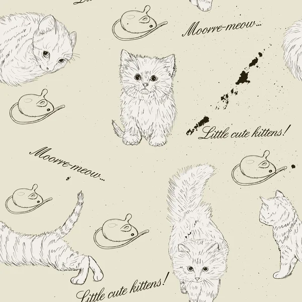 Бесшовная текстура с котятами . — стоковый вектор