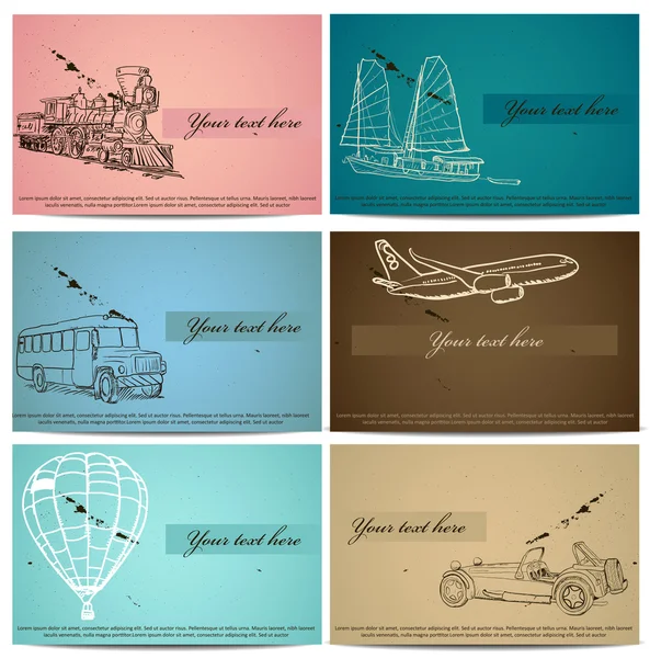 Ensemble de cartes de transport vintage . — Image vectorielle