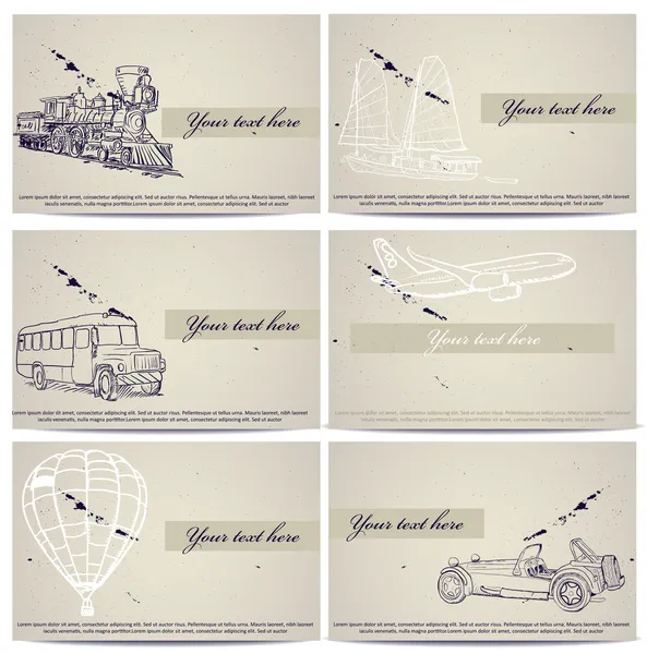 Conjunto de tarjetas de transporte vintage . Vector De Stock