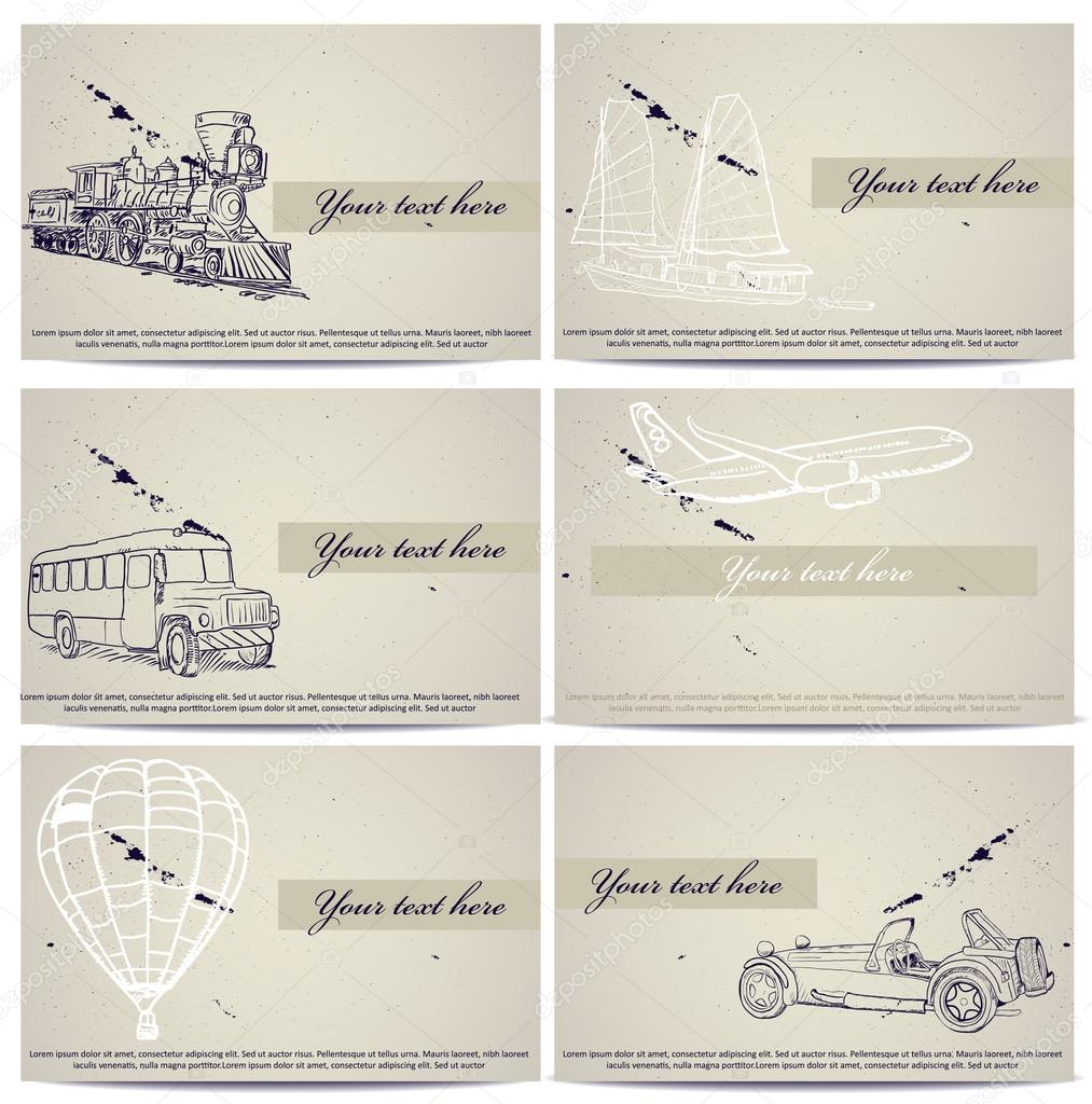 Set of vintage transport cards.