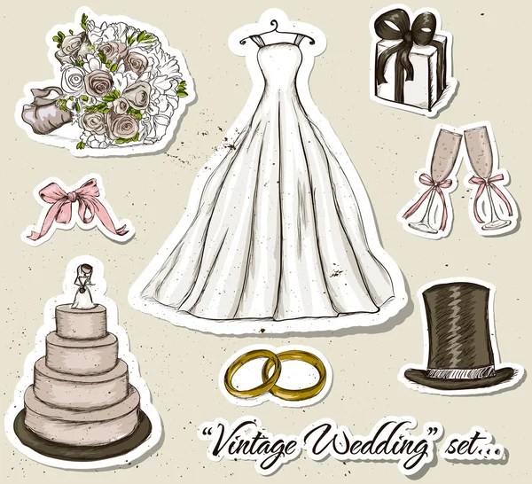 Conjunto de casamento vintage . — Vetor de Stock