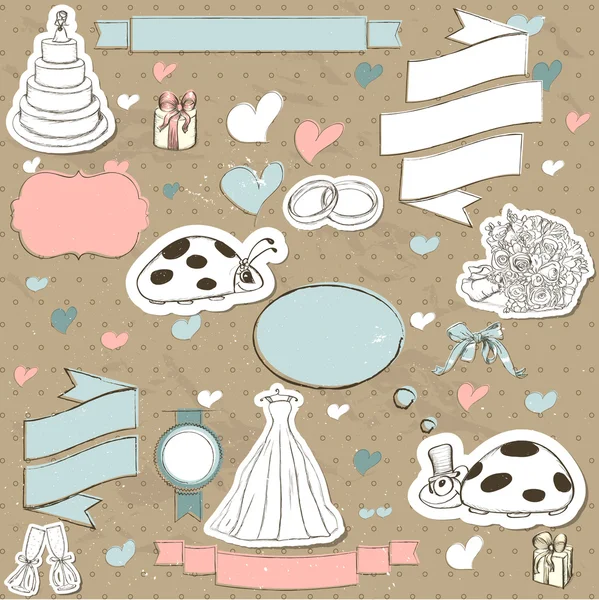 Conjunto de casamento vintage . — Vetor de Stock