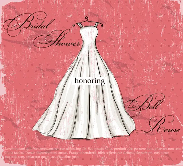 Винтажный плакат с красивым свадебным платьем . Стоковый вектор