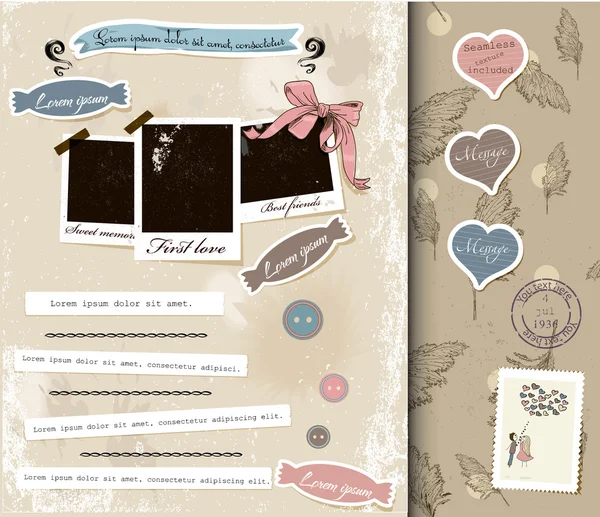 Vintage scrapbook öğeleri kümesi.