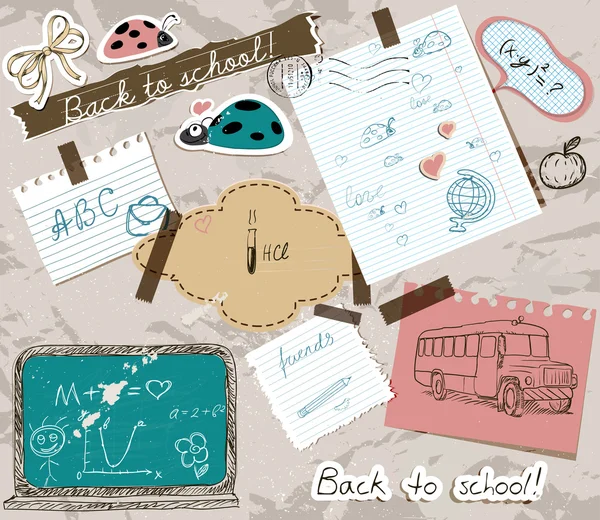 Set de scrapbooking avec éléments scolaires . — Image vectorielle