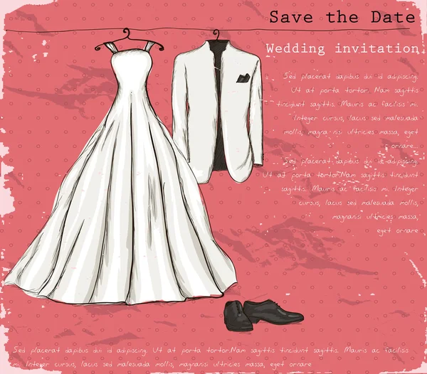 Manifesto vintage con un abito da sposa . — Vettoriale Stock
